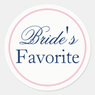 "Bride's Lieblings" Hochzeitsaufkleber Rosa/Marine Runder Aufkleber