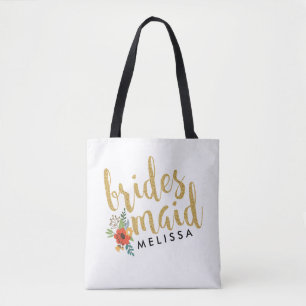 Brides Maid Gold Glitzer Skripttext Tasche