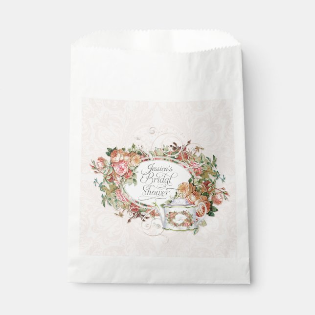 Brides Name Brautparty Blush Rose Tee Party Geschenktütchen (Vorderseite)