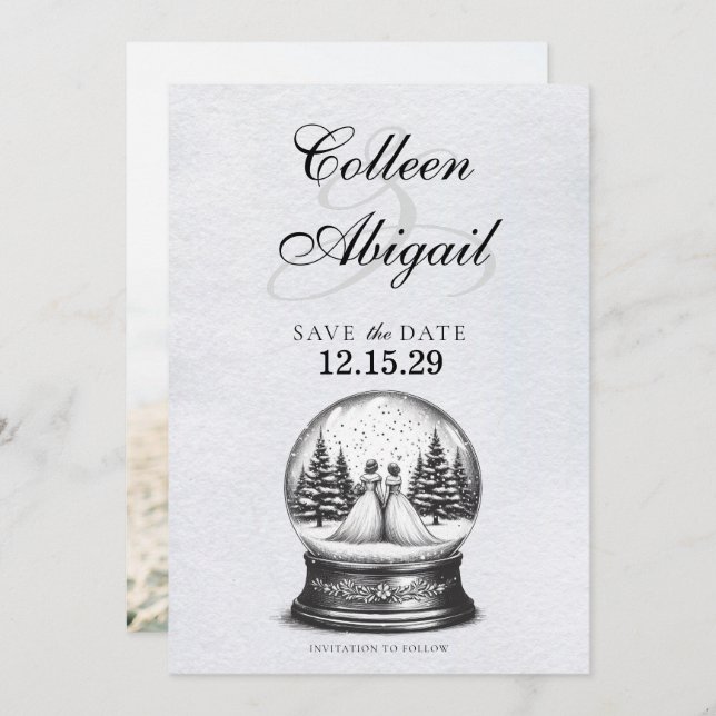 Brides Snow Globe Save The Date (Vorne/Hinten)