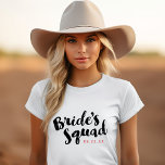 Bride's Squad Personalisiert Brautparty Tanks<br><div class="desc">Benutzerdefinierte Brautparty-T-Shirts und Panzer mit "Bride's Squad"-Grafik in einem stilvollen Pinselskript. Personalisieren Sie es mit Ihrem Hochzeitstermin,  Hochzeitshashtag,  Namen oder anderen benutzerdefinierten Text. Perfektes Geschenk für Braut,  Brautjungfrauen und Hochzeitsfeier,  um sich an Ihrem Hochzeitstag vorzubereiten!</div>