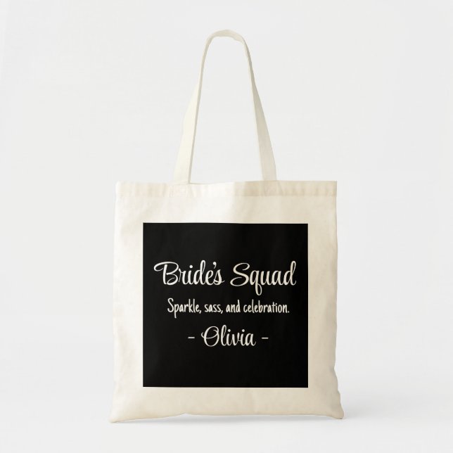 Bride's Squad: Sparkle, sass und feiern. Tragetasche (Vorne)