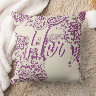 Brides Staat Michigan Lila und Beige Floral Kissen