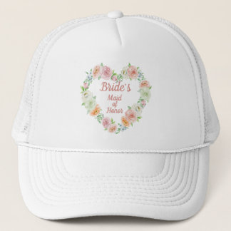 Brides Trauzeugin Rosa Blume Herzkranz Truckerkappe