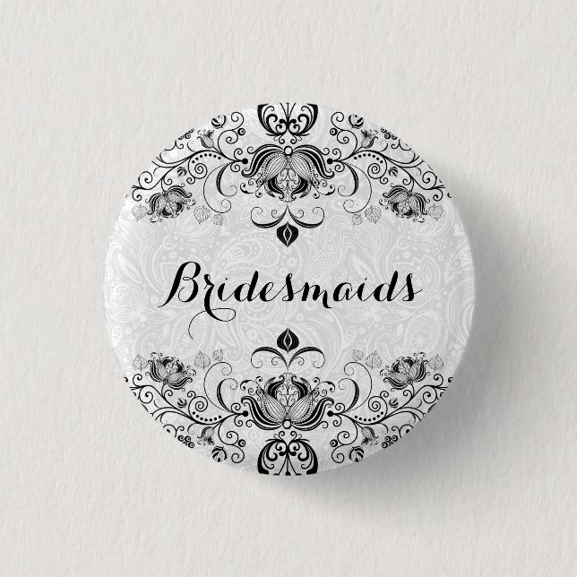 BridesDie schwarzen Wirbel stehen auf weißem Hinte Button (Vorderseite)