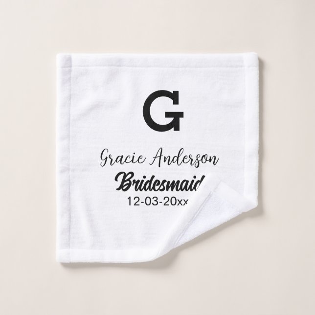 Bridesmaid ajouter nom monogramme simple minimal m (Gant de toilette)