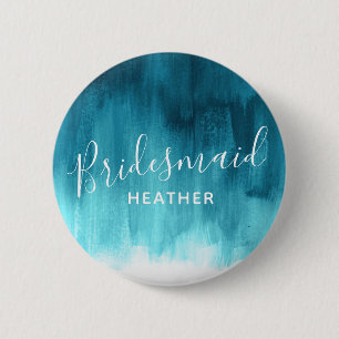 Bridesmaid aquamarin Aqua abstrakte Kunst Hochzeit Button