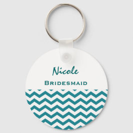 Bridesmaid Aquamarin und White Chevrons V08 Schlüsselanhänger