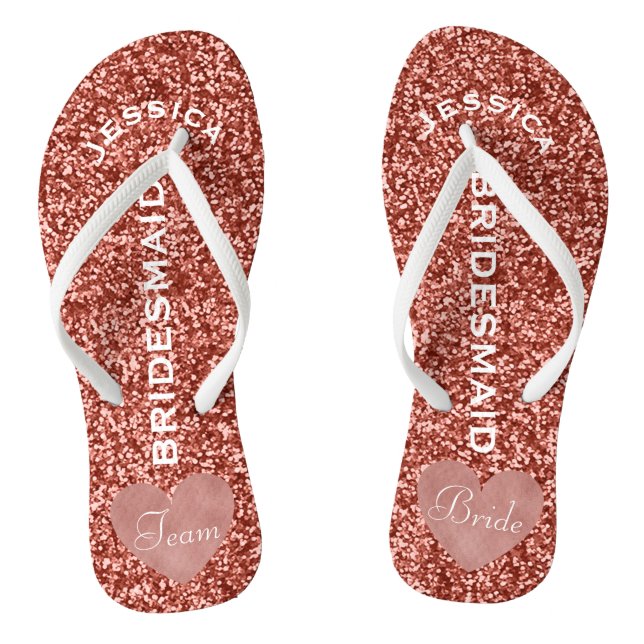 Bridesmaid Beach Wedding | Team Bride Rose Gold Flip Flops (Fußbett)