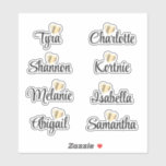 Bridesmaid benennt Personalisierte Decal Vinyl Sti Aufkleber<br><div class="desc">Elegante und einzigartige Schriftzeichen-Bräuner personalisierte Namen mit glänzenden goldenen Herz-Vinyl-Aufklebern. Diese können für Hochzeitsmädchen verwendet werden, um Geschenke, Handwerk, Schreibwaren, Scrapbooking und vieles mehr zu bevorzugen. Wenn Sie sich bewegen oder das goldene Herz entfernen müssen, klicken Sie auf Personalisieren und klicken Sie dann auf den Link "Dieses Design weiter bearbeiten"....</div>