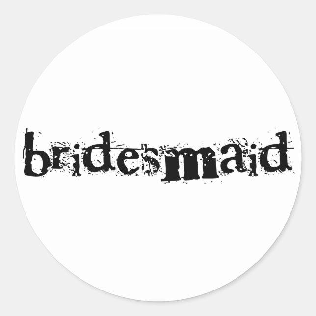 Bridesmaid Black Text Runder Aufkleber (Vorderseite)