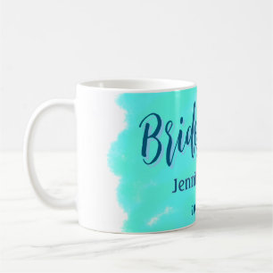 Bridesmaid blau grün Aquarellfarbe Name Datum ange Kaffeetasse
