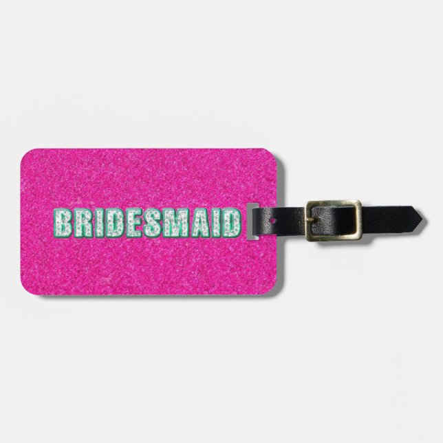 Bridesmaid Bling in Rosa Gepäckanhänger (Vorderseite horizontal)