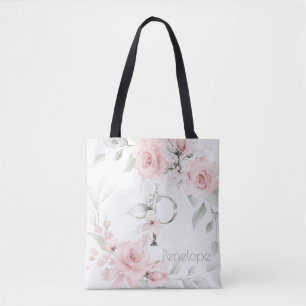 Bridesmaid Blush Pink Rose Monogram Letter P Tasche