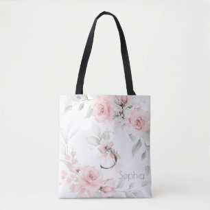 Bridesmaid Blush Pink Rose Monogram Letter S Tasche
