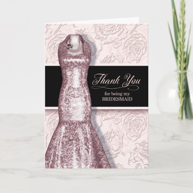 Bridesmaid Blush Pink Wedding Dankeskarte (Vorderseite)