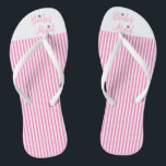 Bridesmaid, Bridal, Wedding, Pink Niedlich Flip Flops<br><div class="desc">Dieses elegante Textdesign Bridesmaid mit silberner Blume und rosa-weißen Streifen sieht auf diesen Flip-Flops niedlich aus. Design von Inge Lewis. Perfekte Geschenke für die Brautpartys,  Junggeselinnen-Abschied und Brautpartys. Weitere passende Artikel finden Sie auf der Online-Boutique ingeinc.com.</div>