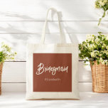 Bridesmaid Brown Terracotta Wedding Tote Bag Tragetasche<br><div class="desc">Bridesmaid Terracotta Brown Tote Tasche für Hochzeit,  Brautparty,  Brautparty,  Junggeselinnen-Abschied. Karo mehr Produkte mit diesem Design in der Kollektion unten.</div>