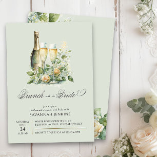 Bridesmaid Brunch mit Bride Champagne Floral Einladung