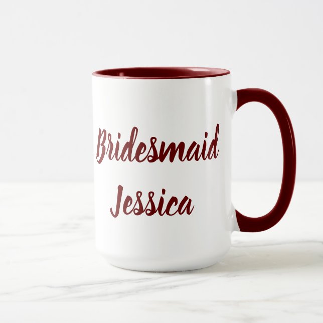 Bridesmaid Burgundy Elegante Skriptgeschenke Hochz Tasse (Rechts)