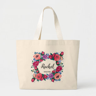 Bridesmaid Cadeau Purple Red Roses Sac fourre-tout