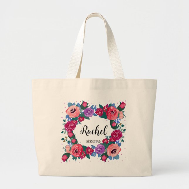 Bridesmaid Cadeau Purple Red Roses Sac fourre-tout (Devant)
