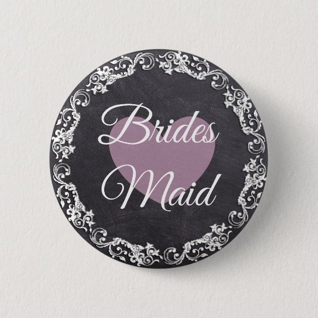 Bridesmaid Chalkboard Style Junggeselinnen-Abschie Button (Vorderseite)