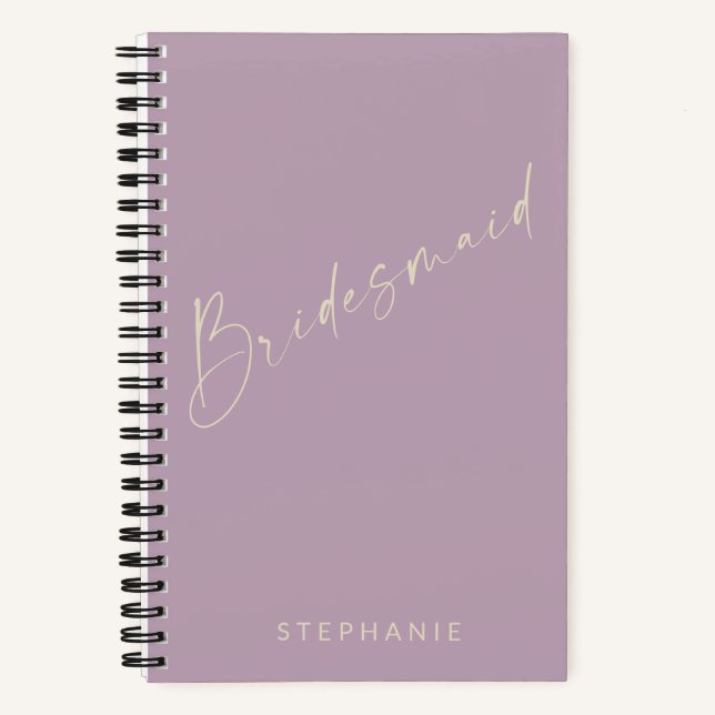 Bridesmaid Chic Minimalistisch Lilac Personalisier Notizbuch (Vorderseite)