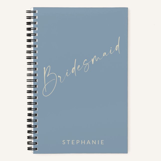 Bridesmaid Chic Minimalistisch Personalisiert Dust Notizbuch (Vorderseite)