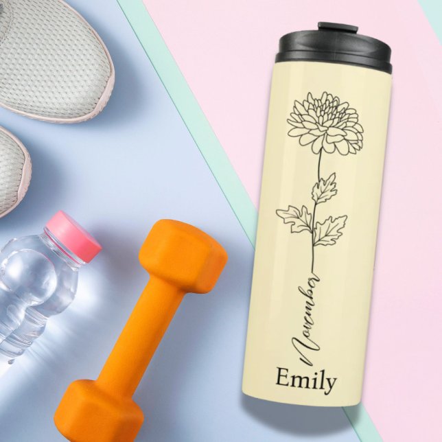 Bridesmaid Chrysanthemum November Blume Thermosbecher (Bridesmaid Chrysanthemum November Birth Flower Thermal Tumbler)