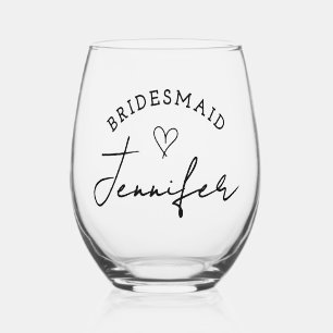 Bridesmaid Custom Personalisiert Name Wedding Part Weinglas Ohne Stiel