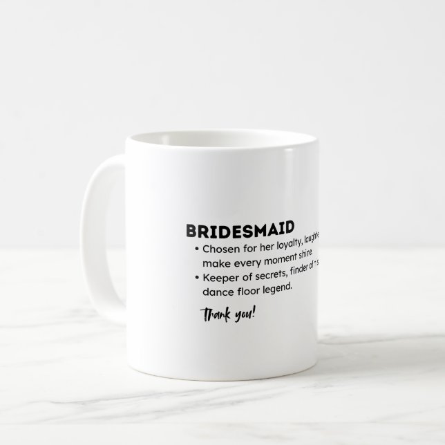 Bridesmaid Definition Card – Funny & Heartfelt Bri Kaffeetasse (Vorderseite Links)