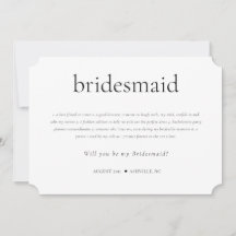 "Bridesmaid Definition & Duty"-Vorschlagskarte