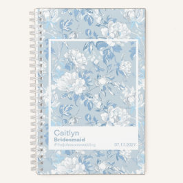 Bridesmaid Dusty Blue Floral Pattern Swatch Notizbuch