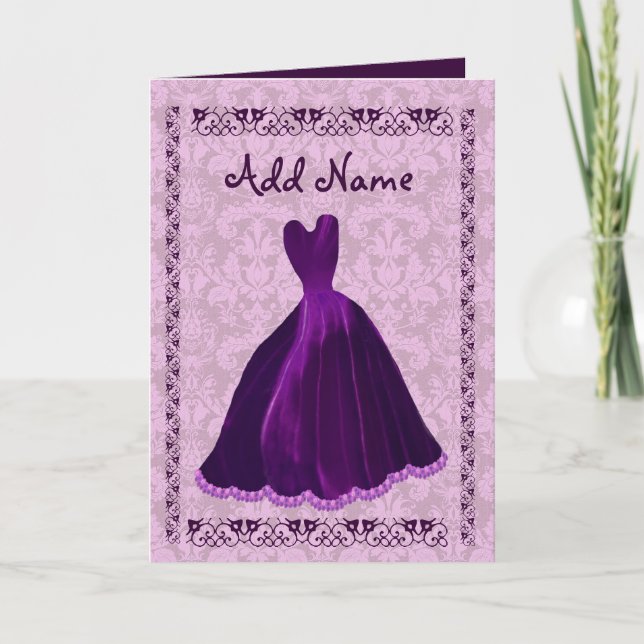 BRIDESMAID Einladung LILA Velvet Gown R701 (Vorderseite)
