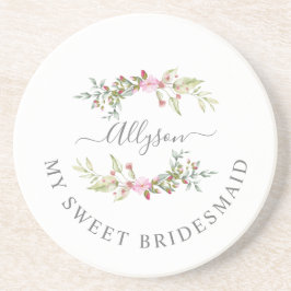 Bridesmaid Elegant Romantic Wreath in Pink Tones Getränkeuntersetzer