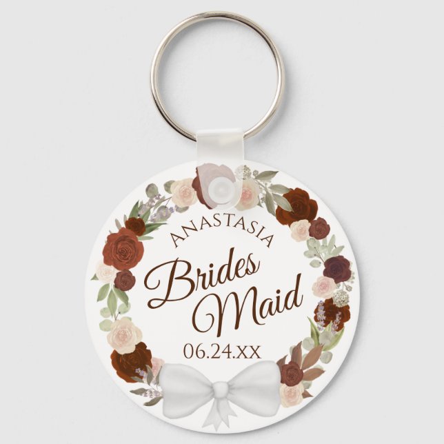 Bridesmaid Elegante Herbstblumenzeremonie Schlüsselanhänger (Vorderseite)