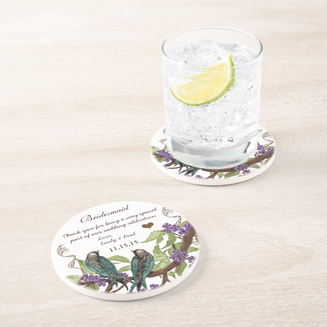 Bridesmaid Empfang Vintag Bird Untersetzer (Seite)