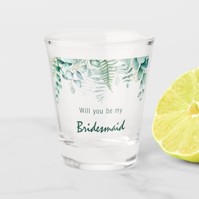 Bridesmaid eucalyptus greenerenerings farn woodlan schnapsglas (Vorderseite)