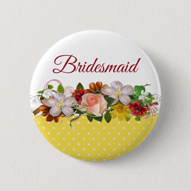 Bridesmaid Floral Bouquet Wedding Button (Vorderseite)
