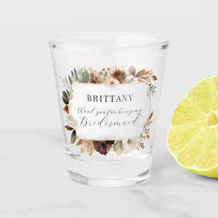 Bridesmaid Floral Fall Herbst Herbstwochenende Schnapsglas