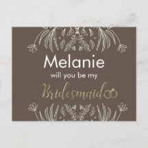 Bridesmaid Floral Gezeichnet Grenzvorschlage Karte