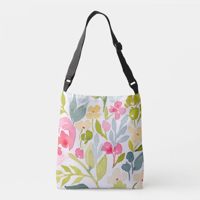 Bridesmaid Floral Monogram Tragetaschen Mit Langen Trägern (Rückseite)