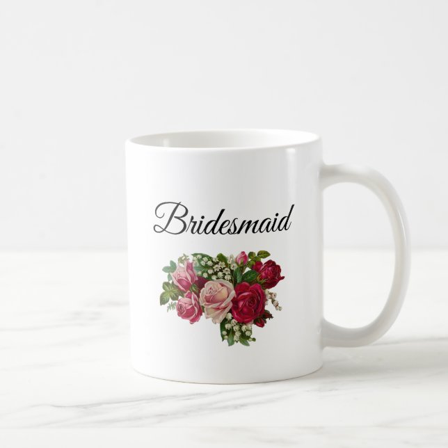 Bridesmaid Floral Rose Bouquet Tasse (Rechts)