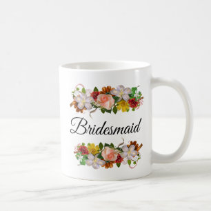 Bridesmaid Floral Rose Bouquet Tasse