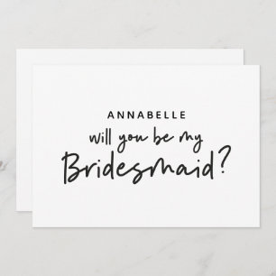 Bridesmaid fordern moderne Schwarz-weiße Typografi Einladung