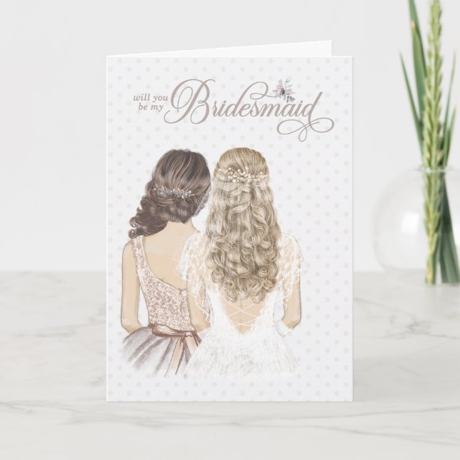 Bridesmaid Formal und Elegante Taupe Karte (Vorderseite)