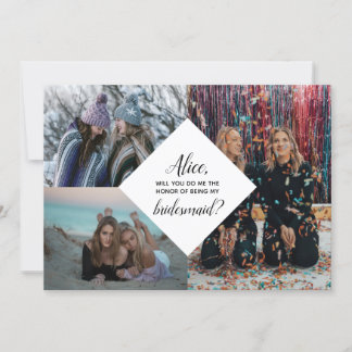 Bridesmaid Foto Vorschlag Collage Modernes Elegant Einladung