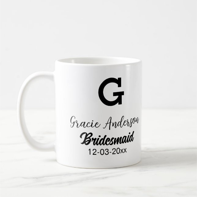 Bridesmaid fügen Name monogramm einfach minimalmod Kaffeetasse (Links)