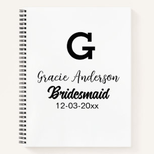 Bridesmaid fügen Name monogramm einfach minimalmod Notizbuch